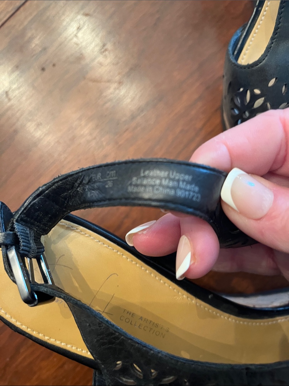 Franco Sarto Black Laser-Cut Peep-Toe Slingback Heels - Picture 5 of 6